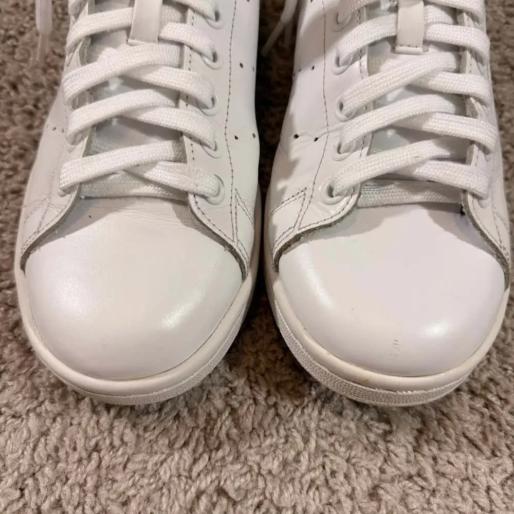Adidas Stan Smith White Green Leather Sneakers Mens 8.5 Womens 10 EUC